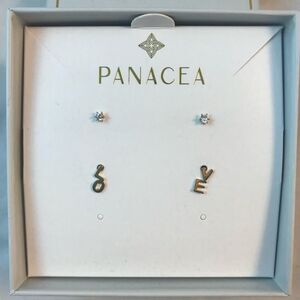 Panacea Earring Set Love Studs Casual Gold Neutral Trendy Gift Box Mother's Day